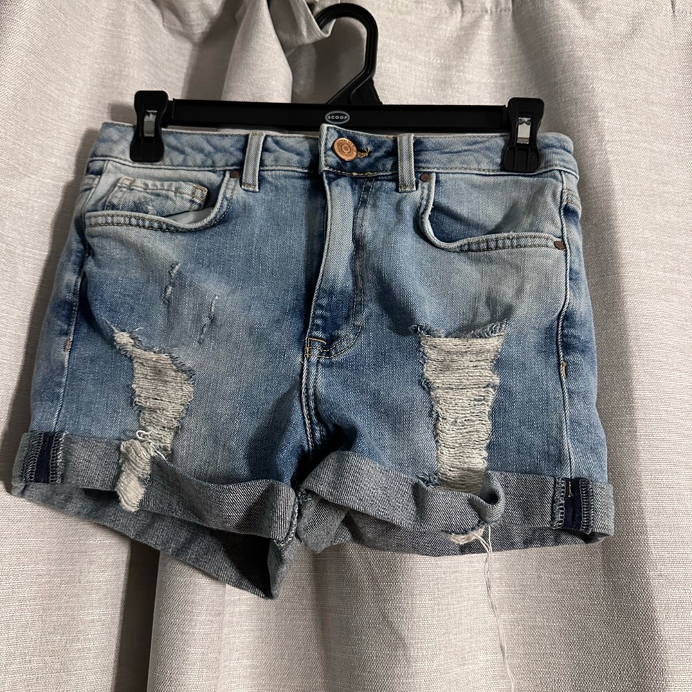 Forever 21 Light Blue Distressed Jean Shorts